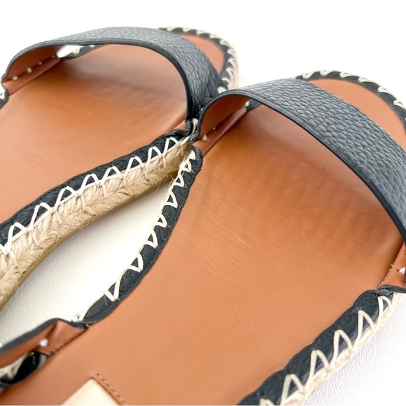 VALENTINO GARAVANI | Black Leather Rockstud Ankle Wrap Flat Espadrille Sandals 8 - Picture 6 of 13